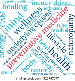 Preventative Medicine word cloud on a white background. 
