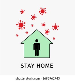 Preventing covid-19 coronavirus icon vector.Stay home stay safe.