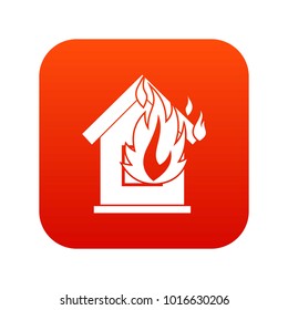 Preventing fire icon digital red for any design isolated on white vector illustration