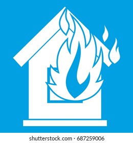 Preventing fire icon white isolated on blue background vector illustration