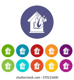 Preventing fire set icons in different colors isolated on white background