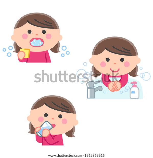 Preventing Infectious Diseases Girls Who Gargle Stock Vector (Royalty ...