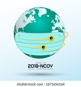 Preventing the spread of germs Coronavirus covid-19 2019-NCOV.  with wearing mask by world. Vector illustration.