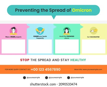 Preventing The Spread Of Omicron Concept Based Poster Design With Copy Space, Contact Information.