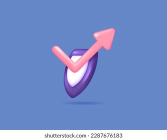 Prevention of business failure. protection from attacks. A shield that bounces off an arrow or deflects the direction of a shot. symbols and icons. 3D concept design and realistic. vector elements. 