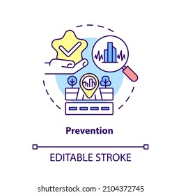 Prevention concept icon. Seismic activity regulation in structures abstract idea thin line illustration. Isolated outline drawing. Editable stroke. Roboto-Medium, Myriad Pro-Bold fonts used