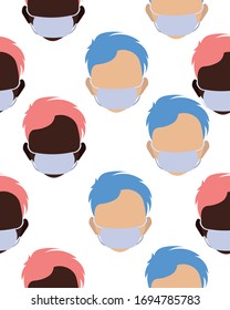 Prevention of Coronavirus COVID-19. Medical seamless pattern. Use the mask and save yourself.
