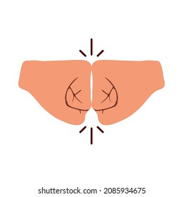 Prevention of Coronavirus Disease 2019 (COVID-19). Fist Bump Icon. Flat Color Design. Vector Illustration.
