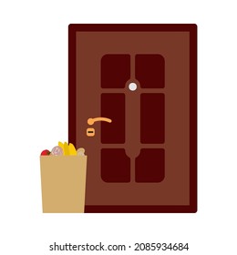 Prevention of Coronavirus Disease 2019 (COVID-19). Food Delivery Icon. Flat Color Design. Vector Illustration.