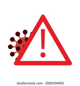 Prevention Of Coronavirus Disease 2019 (COVID-19). COVID Molecule Warning Sign Icon. Flat Color Design. Vector Illustration.