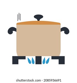 Prevention of Coronavirus Disease 2019 (COVID-19). Boiling Pot Icon. Flat Color Design. Vector Illustration.