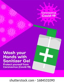 Prevention of Coronavirus : Wash your Hands with Sanitizer Gel  to
Protect yourself from Coronavirus (Covid-19) virus covid-19. stay at home

