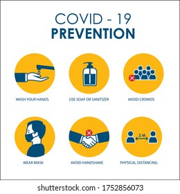 Prevention of COVID-19 infographic poster vector illustration design template. Coronavirus protection poster or flyer.