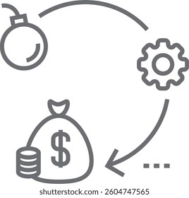 Prevention crisis management icon with black outline style. tips, thin, hygiene, stroke, soap, hand, avoid. Vector Illustration