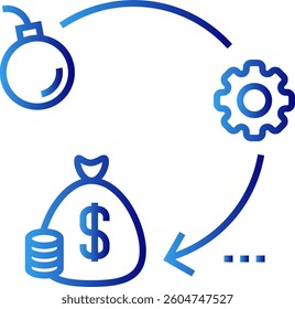 Prevention crisis management icon with blue gradient outline style. tips, thin, hygiene, stroke, soap, hand, avoid. Vector Illustration