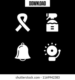 prevention icon. 4 prevention vector set. alarm, spray and awareness ribbon icons for web and design about prevention theme