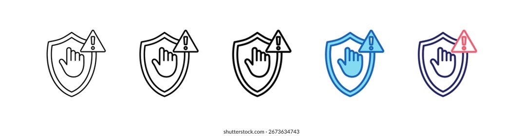 Ícone De Prevenção Em 5 Estilos Diferentes Definir Coleção.