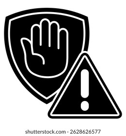 Icono de prevención representado por el símbolo de prevención Estilo relleno negro.