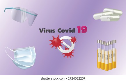 Prevention icons against pandemic virus worldwide. Vector