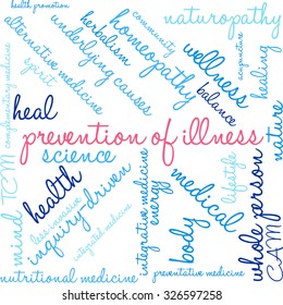 Prevention Of Illness word cloud on a white background.