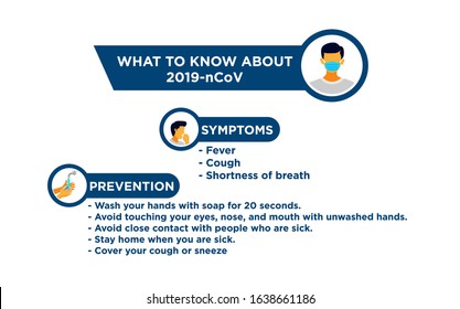 Prevention information illustration related to 2019-nCoV. Vector illustration to avoid Coronavirus.