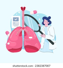 Prevention of lung diseases proper nutrition fluorography vaccination. Lung health. Medical concept. Vector illustration.