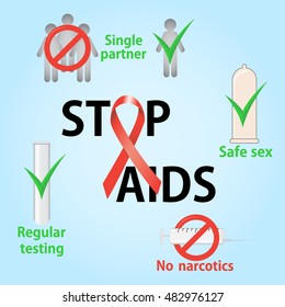 Prevention methods against infection AIDS. Vector illustration.