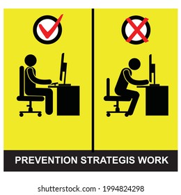 Prevention Strategis Work, sign and Label vector