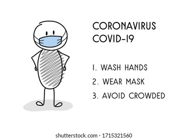 Consejos de prevención para la epidemia de coronavirus. Vector