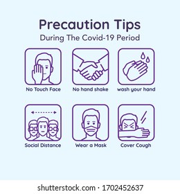 Prevention Tips during the Covid-19 period. Basic protective measures against the new coronavirus vector set. covid-19