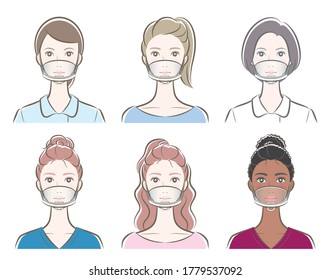 Prevention of virus infection, Mask, Transparent mask, woman,