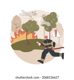 Prevención de la ilustración vectorial de concepto abstracto de incendios forestales. Incendios forestales y de césped, ingeniería de seguridad contra incendios, prevención de incendios forestales, servicio de extinción de incendios, metáfora abstracta para salvar la vida silvestre.