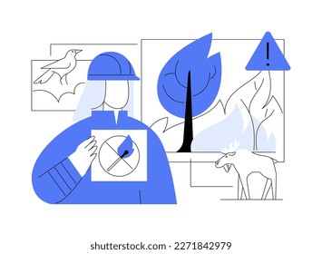 Prevención de la ilustración vectorial de concepto abstracto de incendios forestales. Incendios forestales y de césped, ingeniería de seguridad contra incendios, prevención de incendios forestales, servicio de extinción de incendios, metáfora abstracta para salvar la vida silvestre.