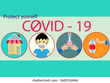 Covid–19 prevention.Protect yourself for covid–19.Wuhan virus disease,virus infections,prevention,Vector health and Prevent disease concept.