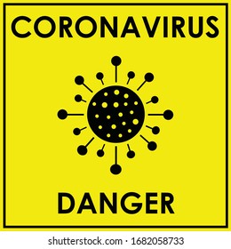 Präventivankündigung, die darauf hinweist, dass ein Infektionsrisiko für Coronavirus, Covid-19, besteht, das sehr deutlich in Gelb und Schwarz ist