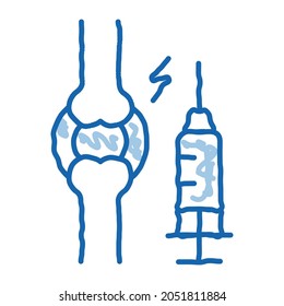 preventive injection for arthritis sketch icon vector. Hand drawn blue doodle line art preventive injection for arthritis sign. isolated symbol illustration