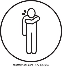 Preventive measures icon how to cough and sneeze into elbow and not spread virus. Coronavirus protection sign. Protection Against Viruses.