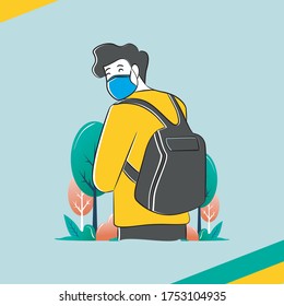 preventive measures in the office at work, covid prevention illustrations, illustrations face new normal, keep distance, social 
distancing, flat symbol design icon covid 19, social distancing