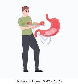 Preventive medicine flat with people having medical check-ups and getting test results