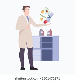 Preventive medicine flat with people having medical check-ups and getting test results
