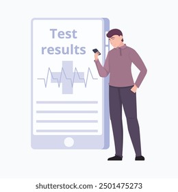 Preventive medicine flat with people having medical check-ups and getting test results