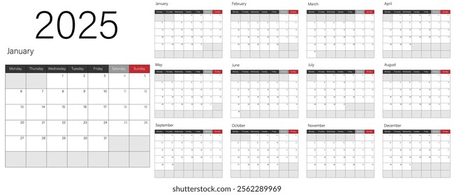 Preview of the 2025 Calendar Featuring a Comprehensive Monthly Layout for Effective Use