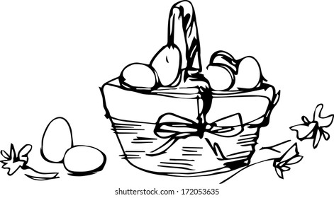 a Preview basket with painted easter eggs