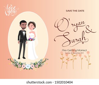 preview cute bride/wedding avatar as invitation vector editable file as eps