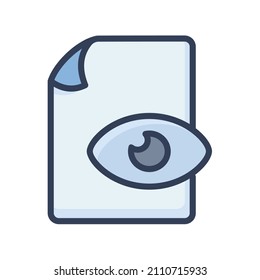 Preview Document File Paper Page View Eye Single Isolated Icon With Filled Line Style