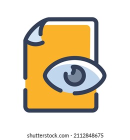 Preview Document File Paper Page View Eye Single Isolated Icon With Dash Or Dashed Line Style