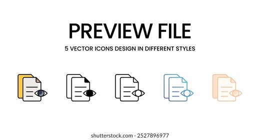 Preview File vector icons set stock illustration