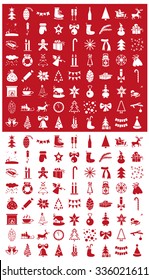 Preview of holiday icons on red and white background