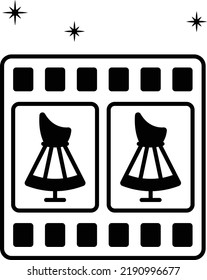 Preview image in camera Reel Concept, review recorded images vector icon design, Glamour and beauty symbol, Haute couture Sign, Fashion Show and Exhibition stock illustration