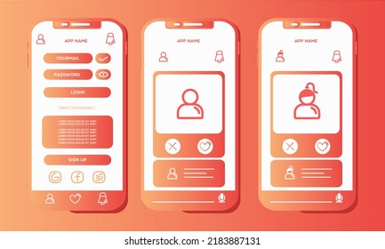 Preview Log In Mobile Dating App Feminine Design Template